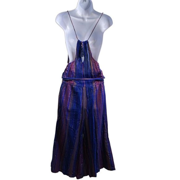 Cleobella Women's Purple Luma Jumpsuit Size 4P Metallic Wide Leg Boho Streetwear - Picture 2 of 14